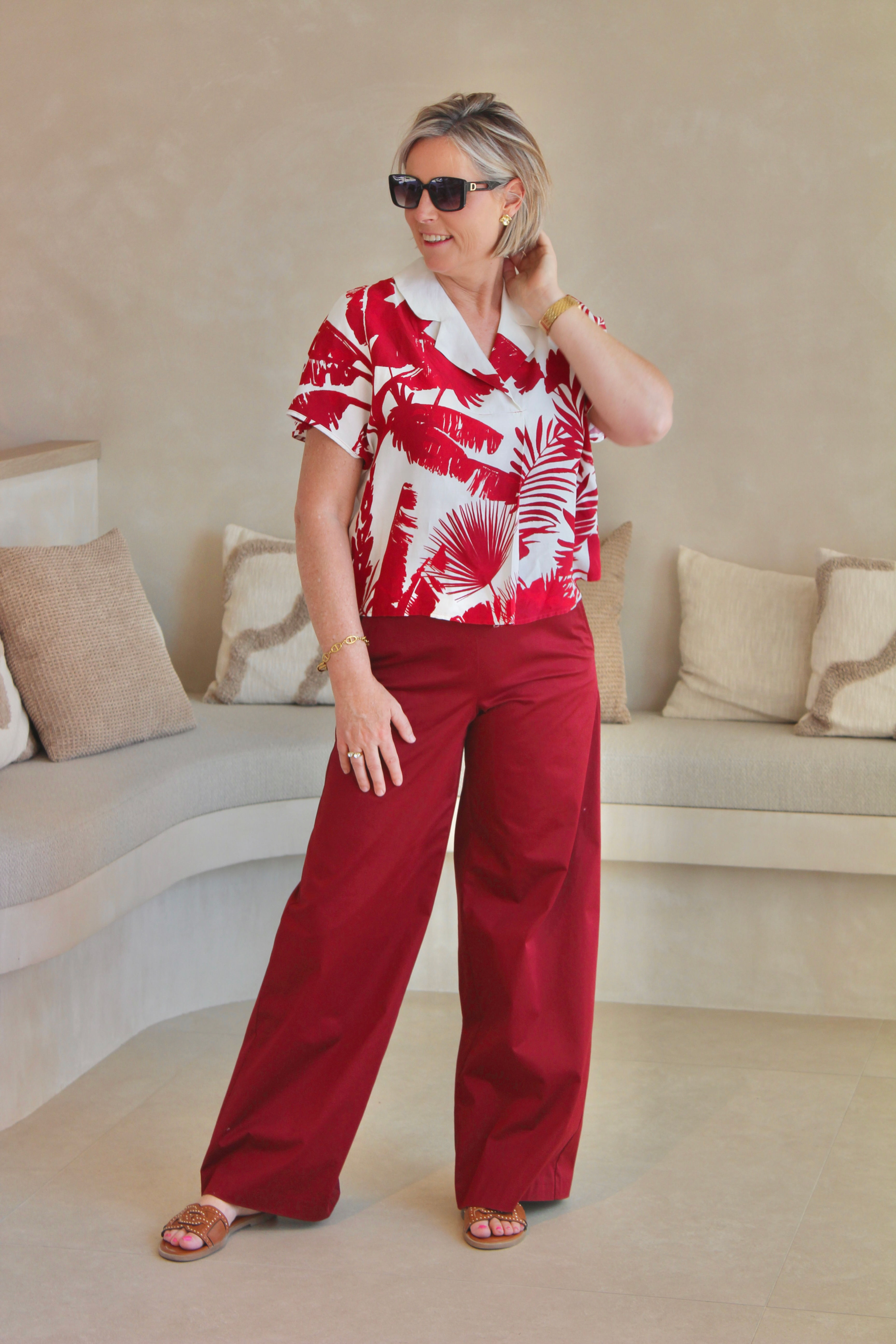 69088 Bordeaux katoenen broek met rekker Marie Méro