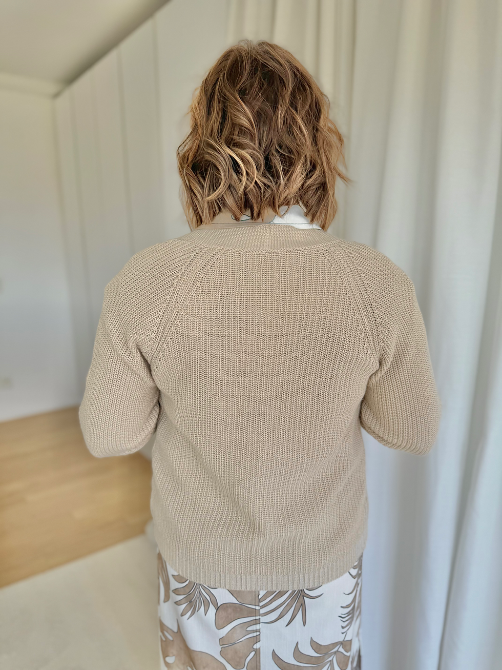 Thumbnail: 66219 Beige basic katoenen cardigan Signe & Nature
