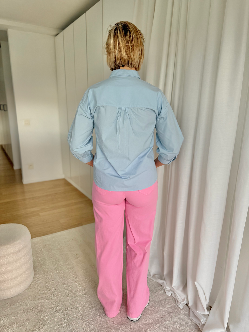 Thumbnail: 57153 Roze jeans met plooi en hoge taille Atmos