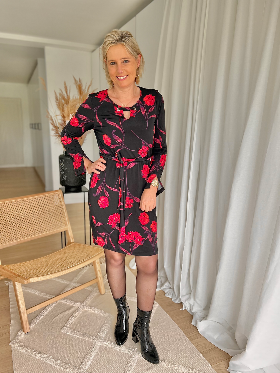 Thumbnail: 61802 Lange felrode cardigan zonder wol Batida