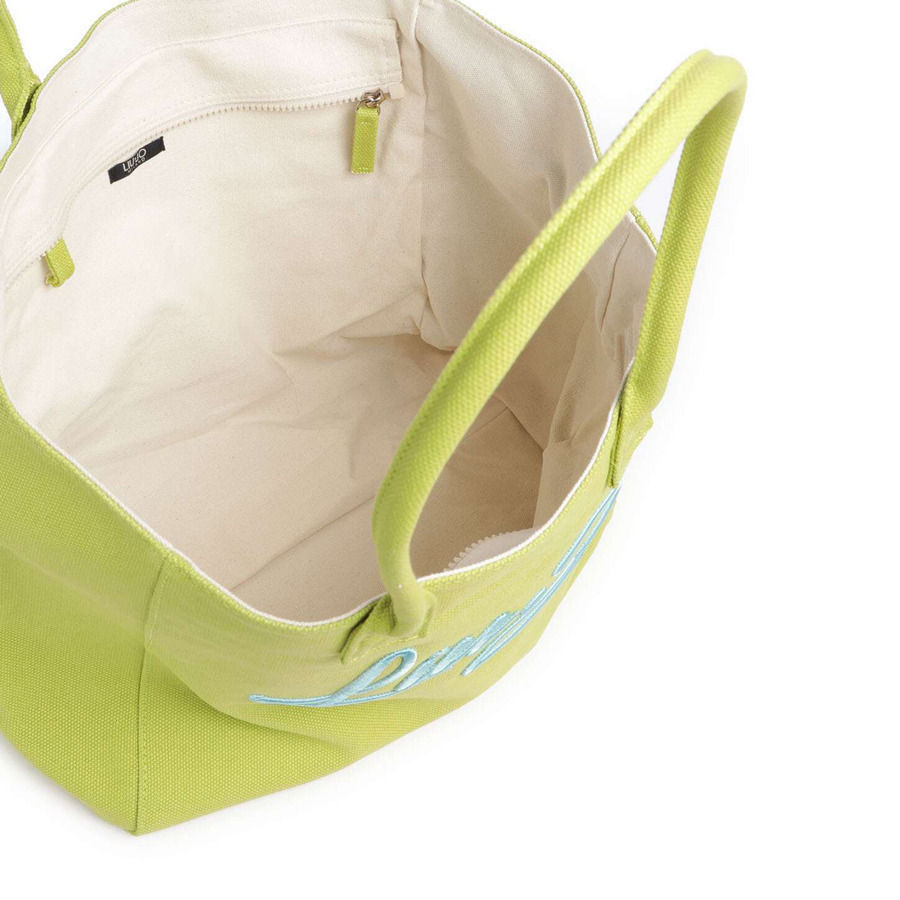 Thumbnail: 68657 Limoengroene stoffen shopper met sjaaltje Liu Jo