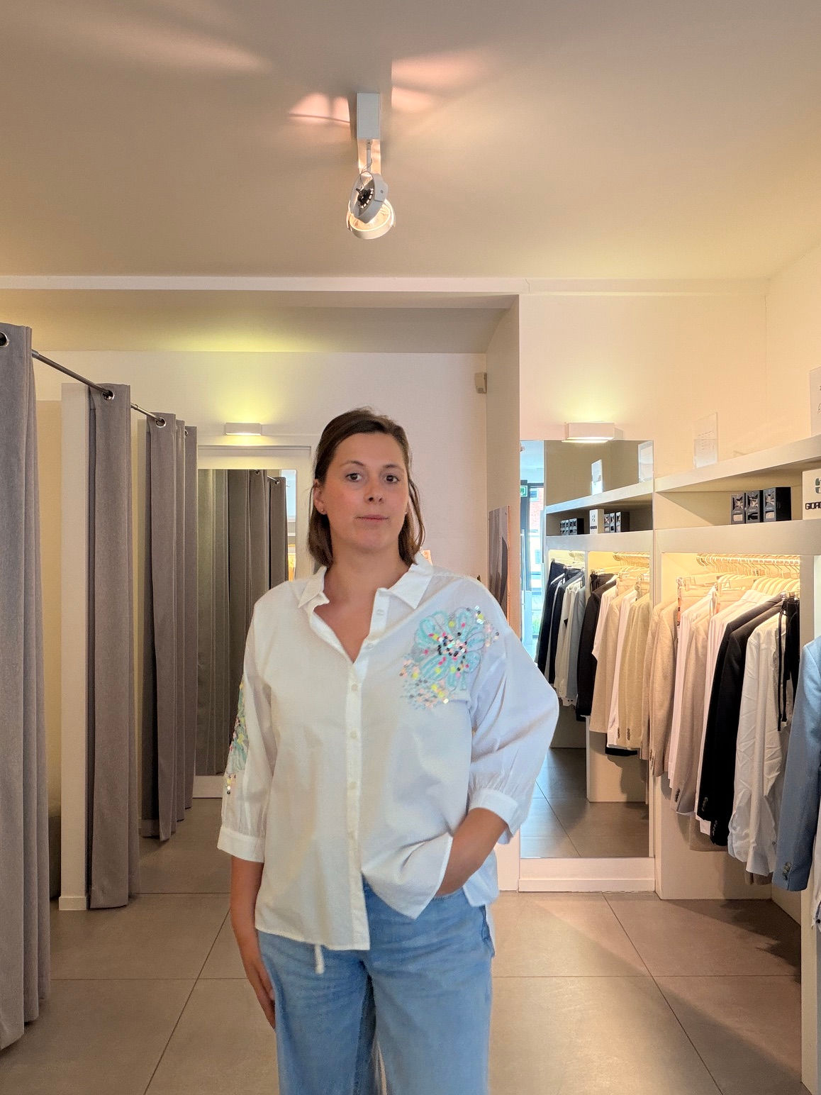 66528 Witte blouse met pailetten 'jans' Senso