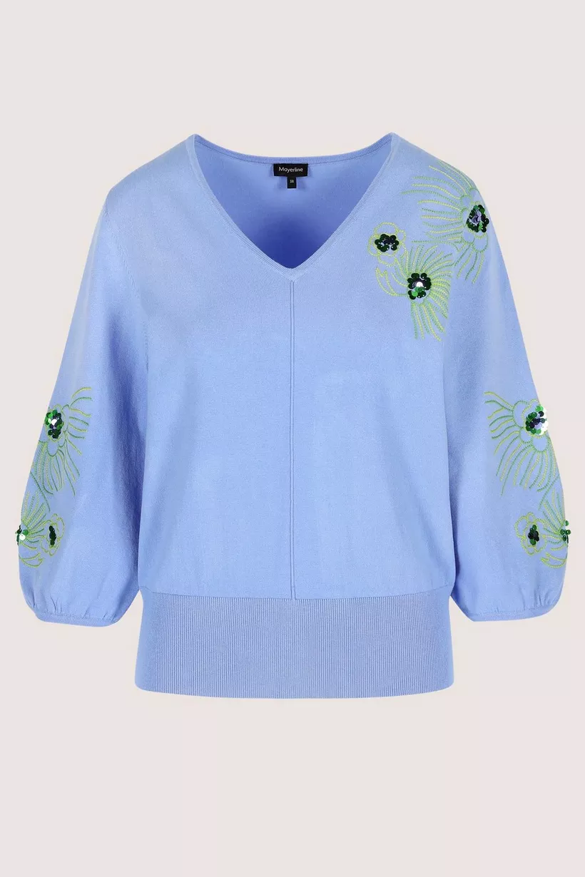 Thumbnail: 69667 Blauwe pull met groene details arizona Mayerline