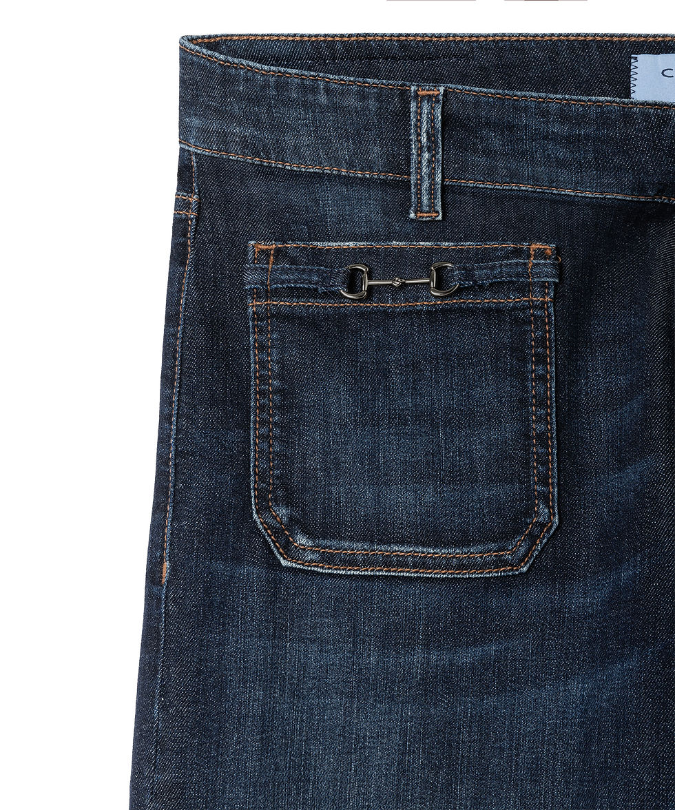 Thumbnail: 71323 Jeans model ADA POCKET met wijde pijpen in donkere wassing Cambio
