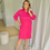 Thumbnail: 66172 Fuchsia roze katoenen hemdsjurk Milano