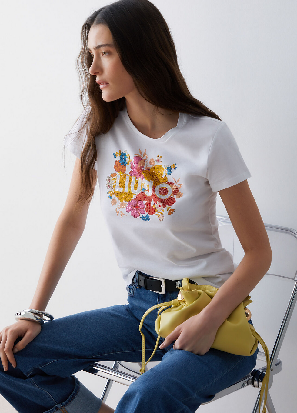 Thumbnail: 68724 Witte t-shirt met bloemen Liu Jo