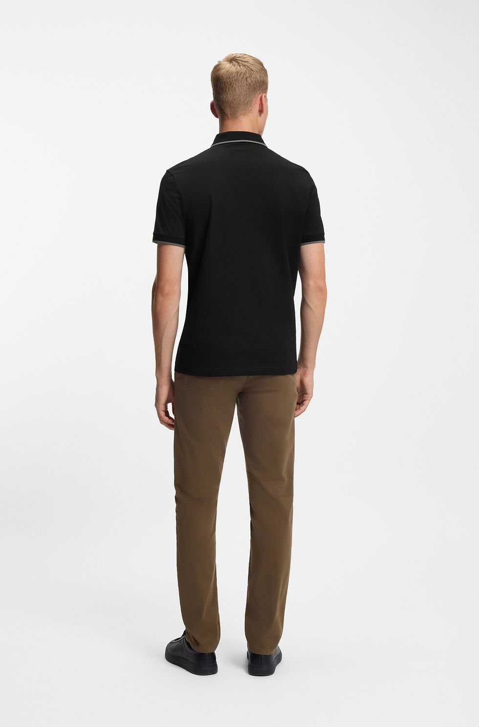 Thumbnail: 70717 Zwarte polo met kraag in contrast Hugo Boss