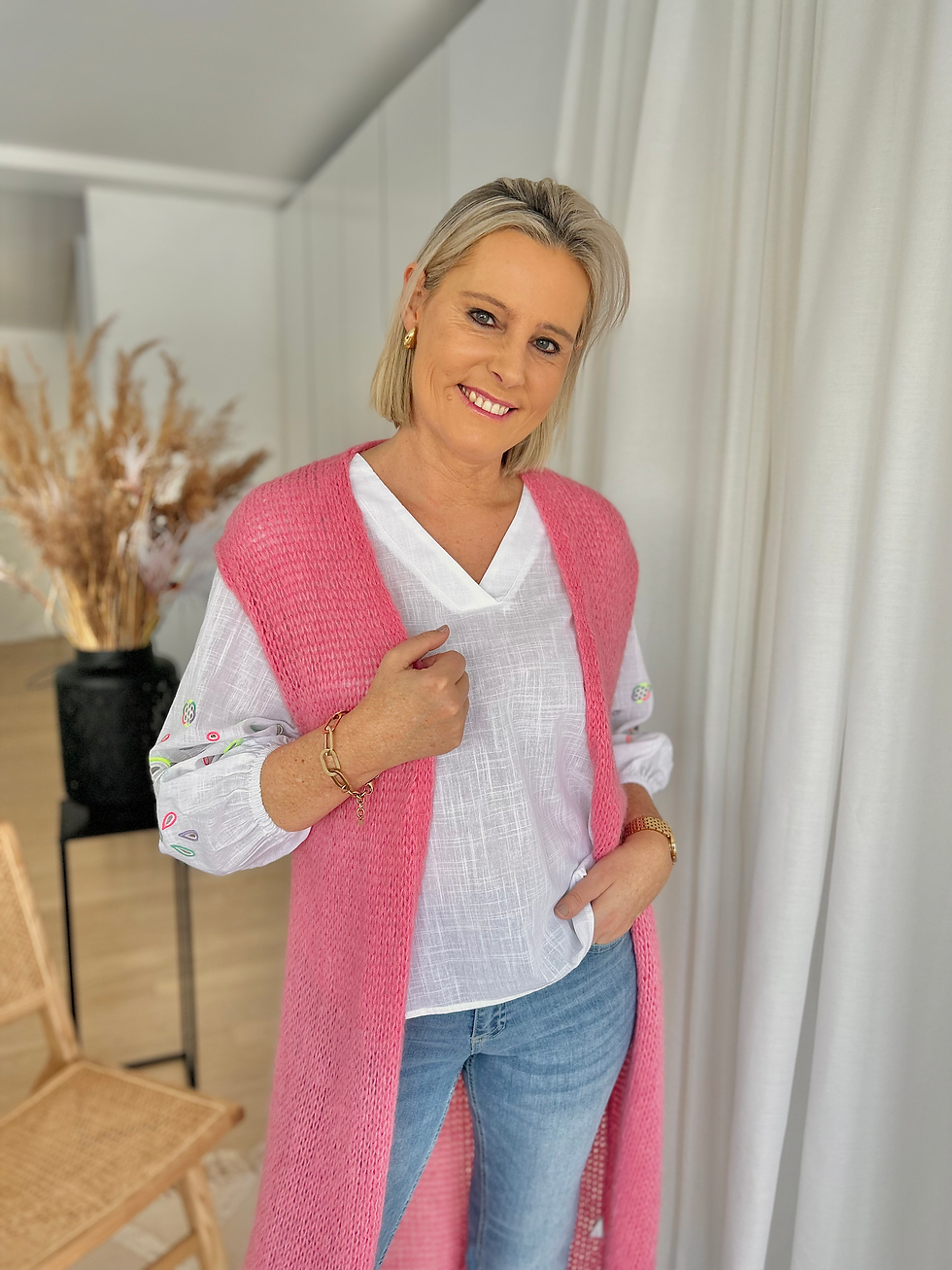 Thumbnail: 59264 Fuchsia cardigan zonder mouwen Atmos