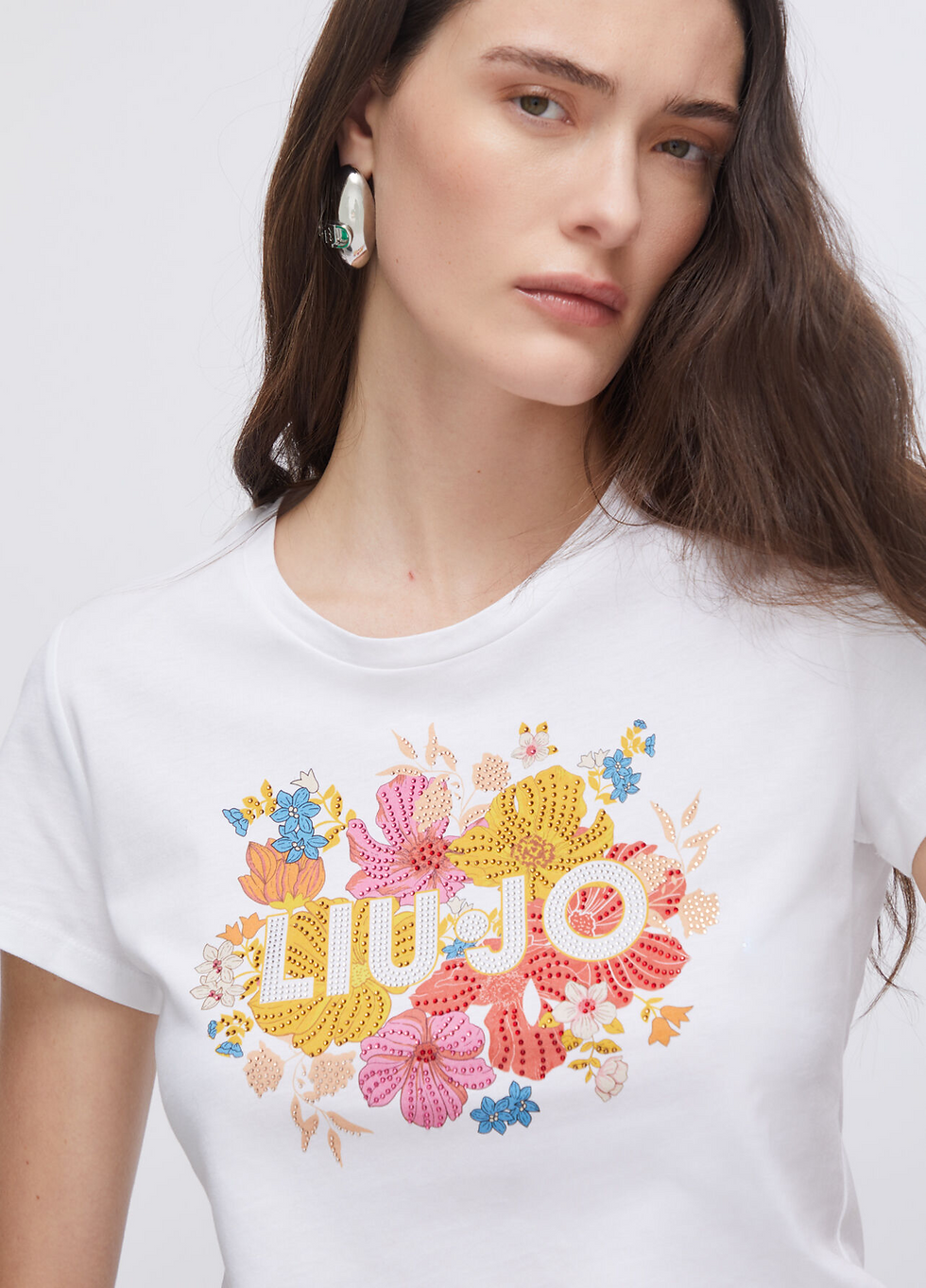 Thumbnail: 68724 Witte t-shirt met bloemen Liu Jo