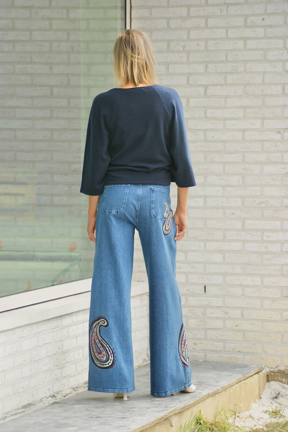 Thumbnail: 67971 Hippe jeans in mid wassing hoge taille met print Caroline Biss