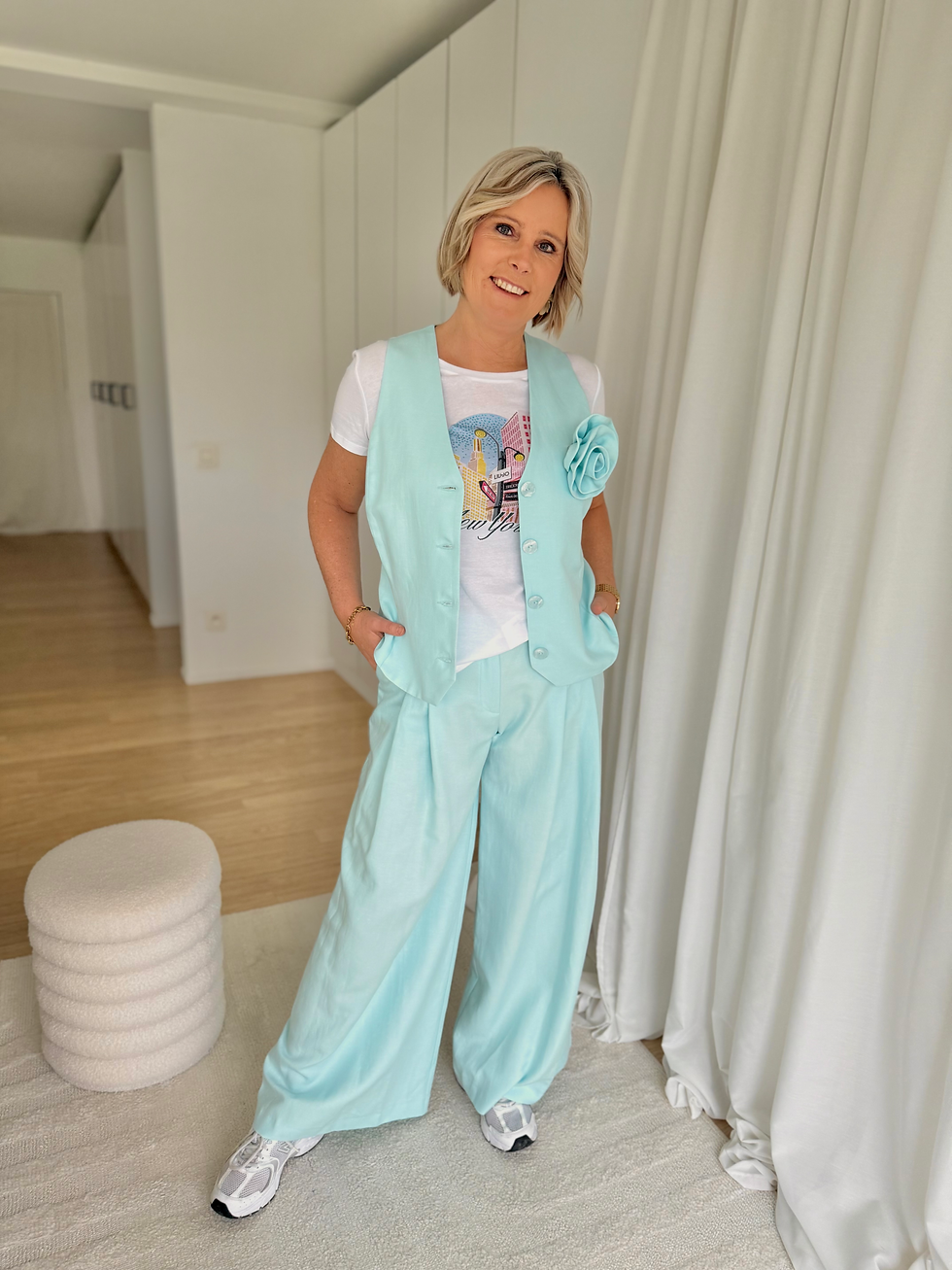 Thumbnail: 65702 Wit t-shirt met print in strass 'New York' Liu Jo