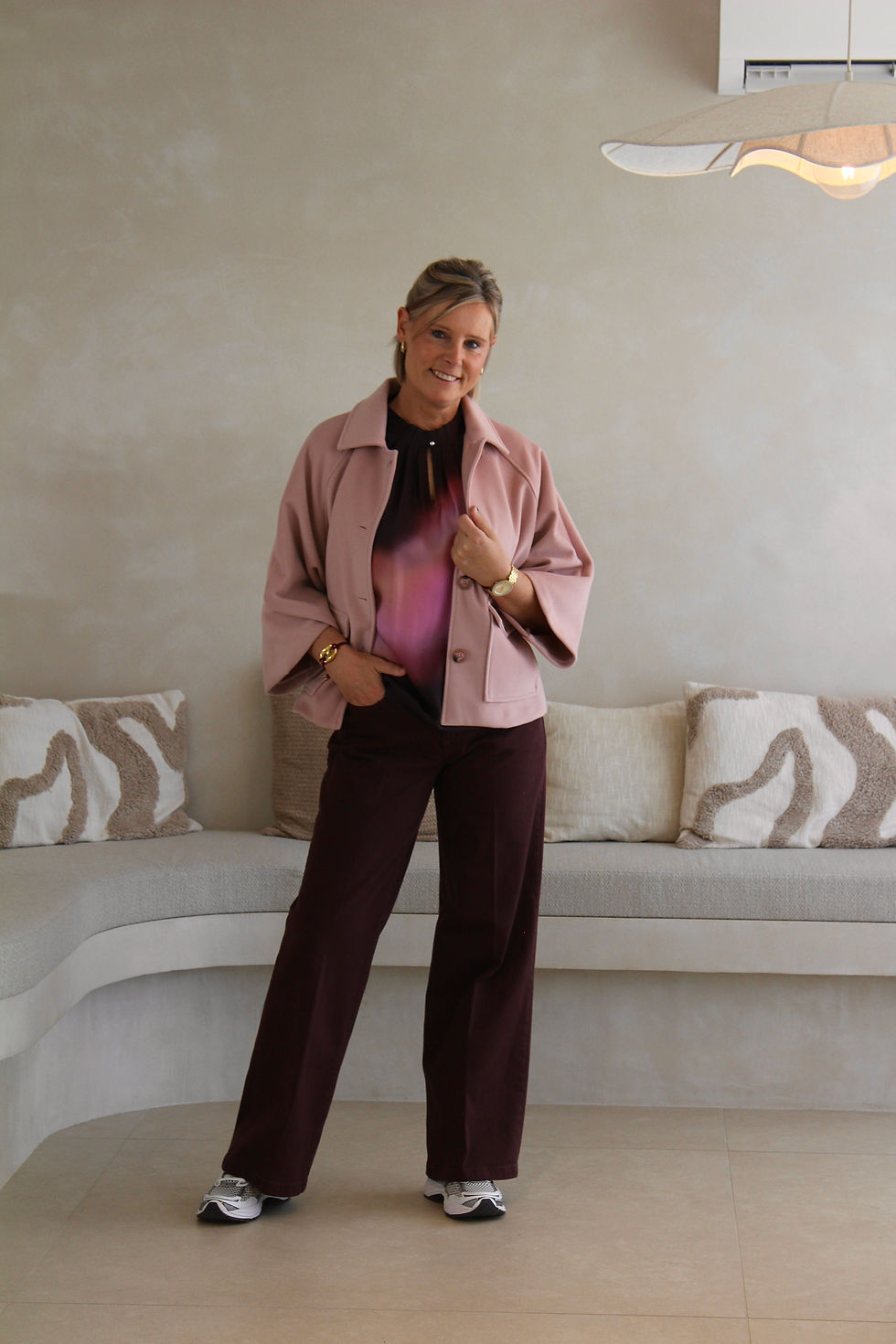 Thumbnail: 72543 Bordeaux barrel broek in jog-kwaliteit van Vila