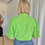 Thumbnail: 63237 Felgroene linnen blouse met mouwen in broderie anglaise Freequent
