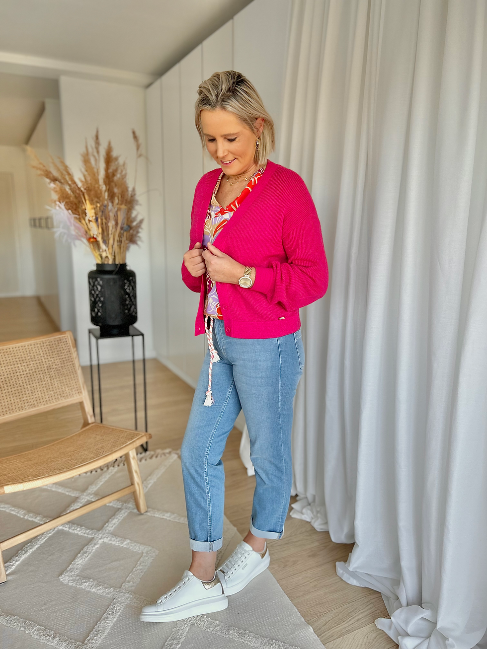 Thumbnail: 59925 Fuchsia zachte cardigan met knopen Vila Joy