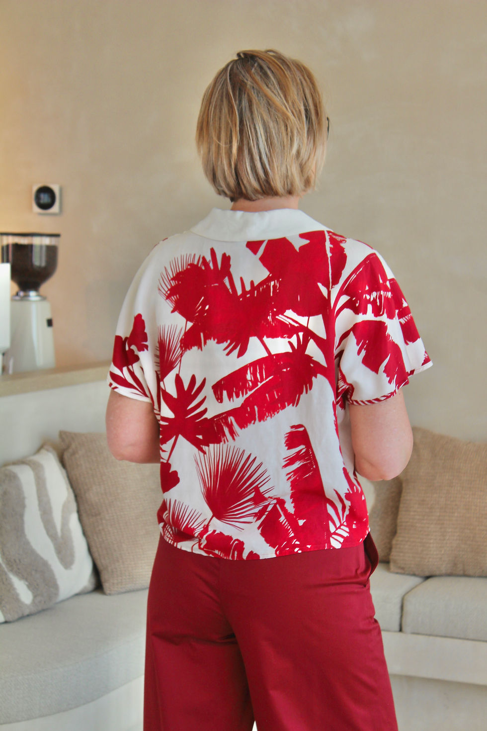 Thumbnail: 69088 Bordeaux katoenen broek met rekker Marie Méro