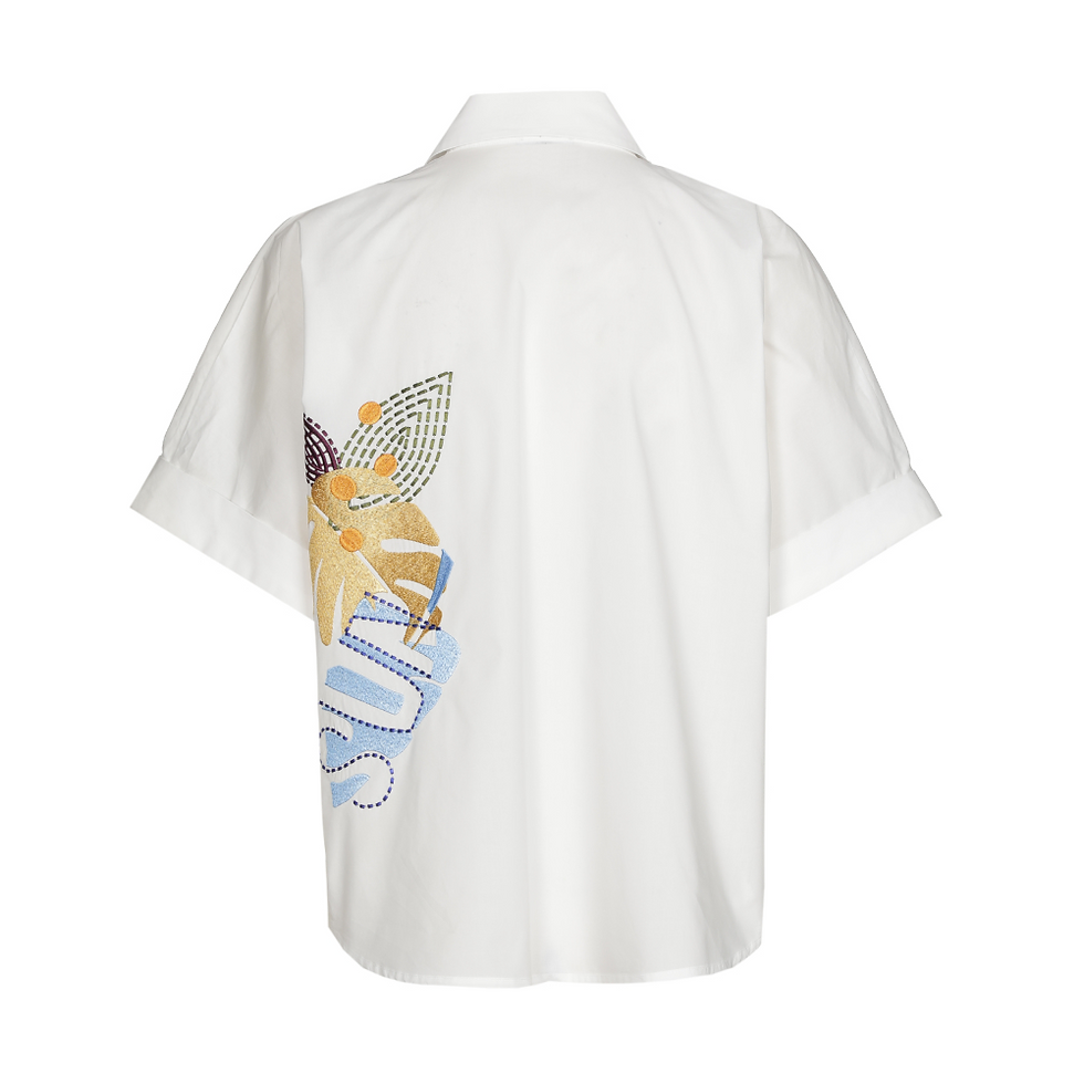Thumbnail: 70128 Witte blouse met kleurrijke print Caroline Biss