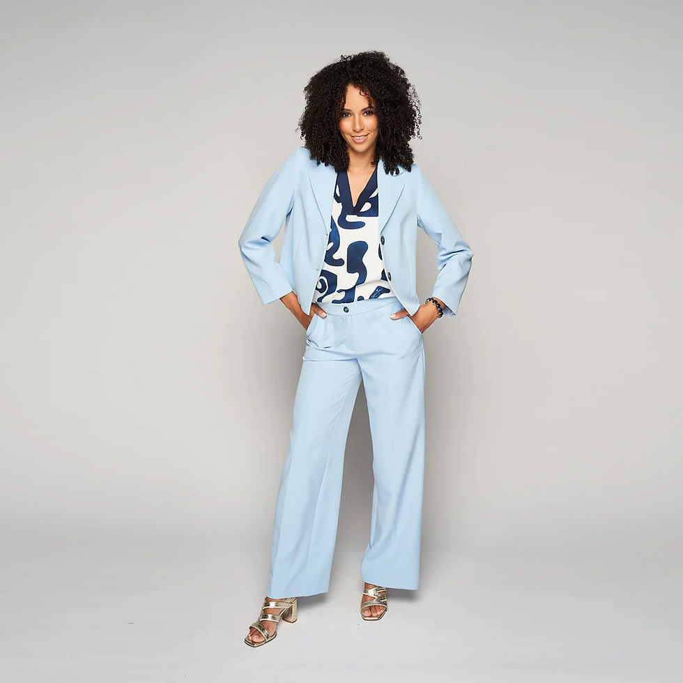 Thumbnail: 72115 Witte blouse met donkerblauwe print eivin Green ICE