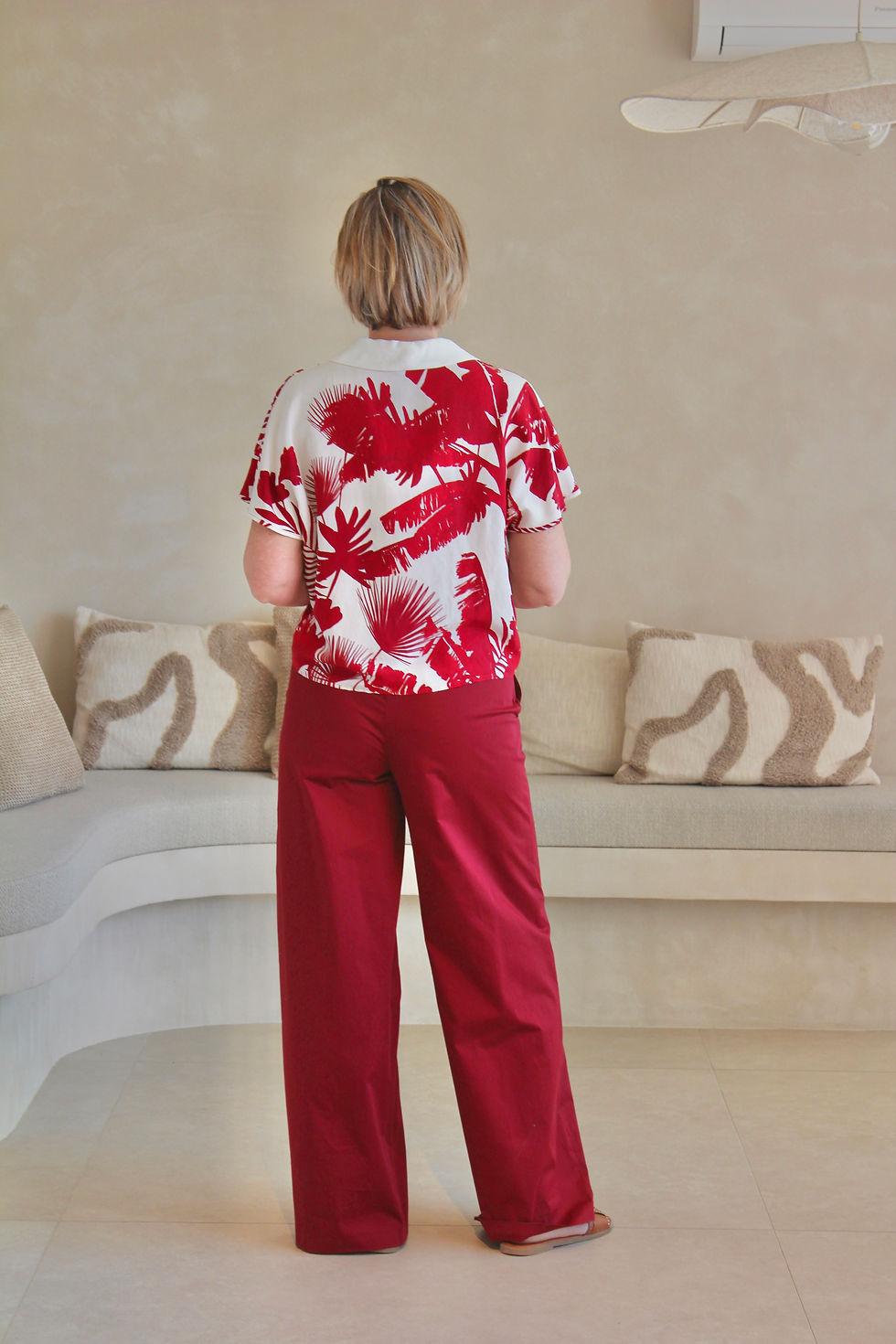 Thumbnail: 69088 Bordeaux katoenen broek met rekker Marie Méro