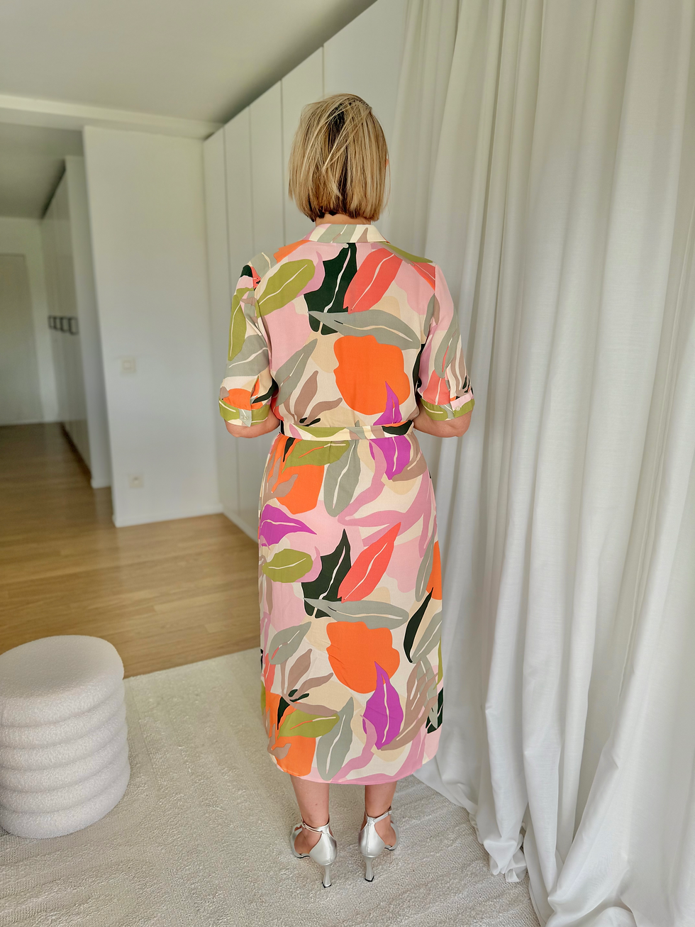 Thumbnail: 67672 Lange jurk met halflange mouw in multicolor print (ex. broche) Vila Joy