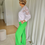 Thumbnail: 66776 Witte katoenen sweater-trui met kanten mouw Mayerline