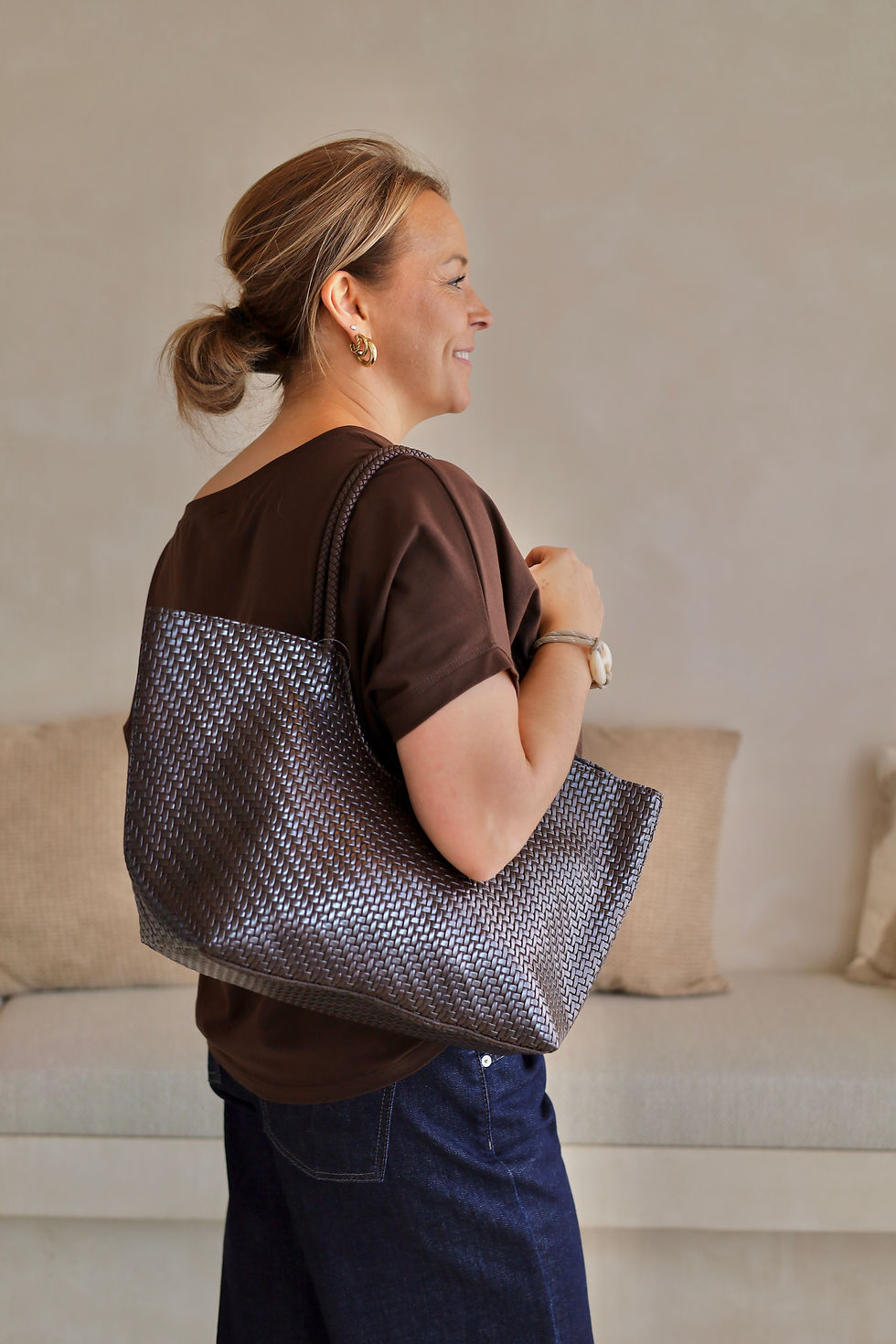 Thumbnail: 73094 Handtas Bottega-Veneta stijl met inkeping LM
