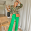 Thumbnail: 61968 Zwarte blouse met groene bloemenprint Signe & Nature