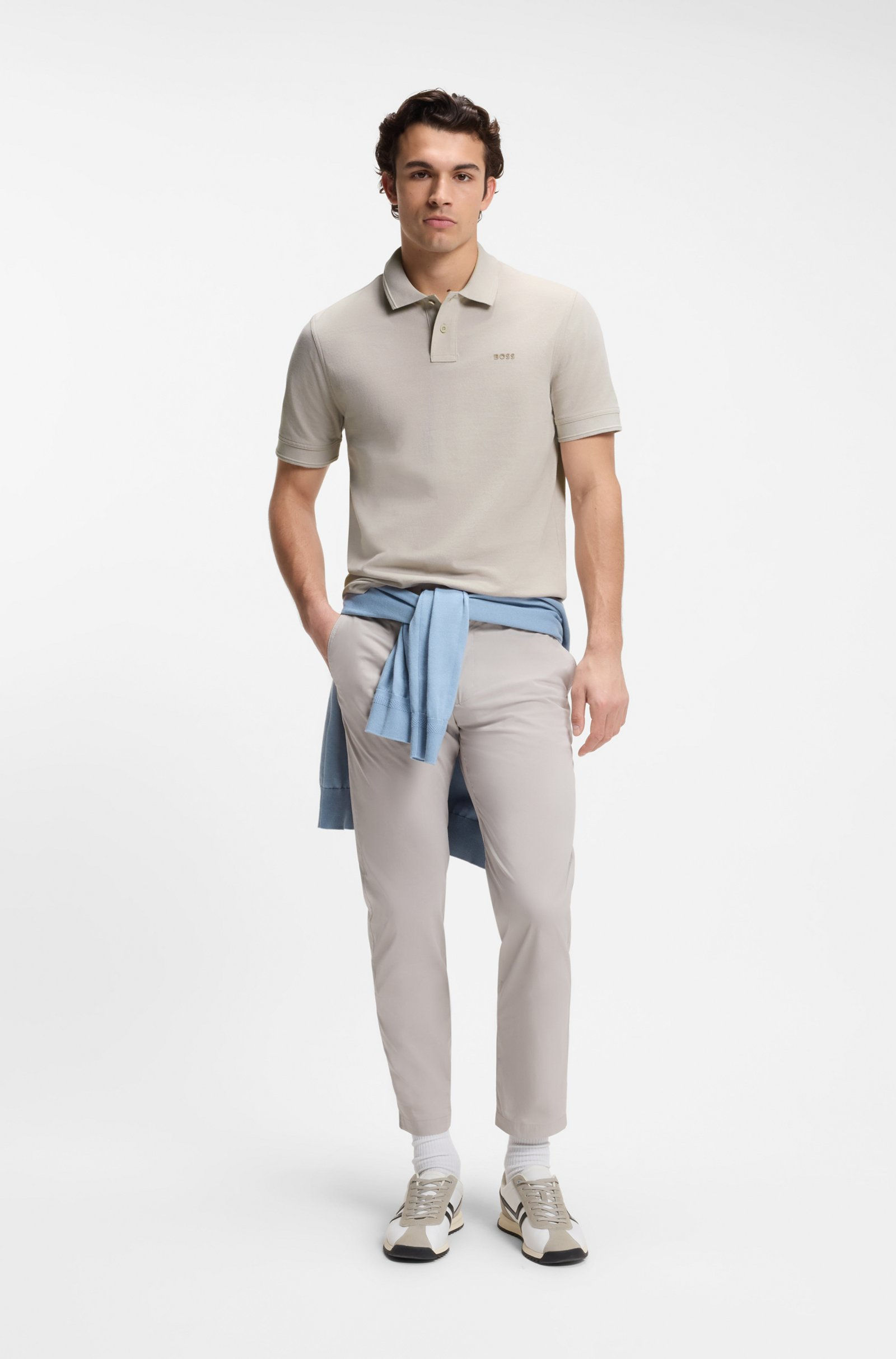 70725 Beige polo met logodetail Hugo Boss