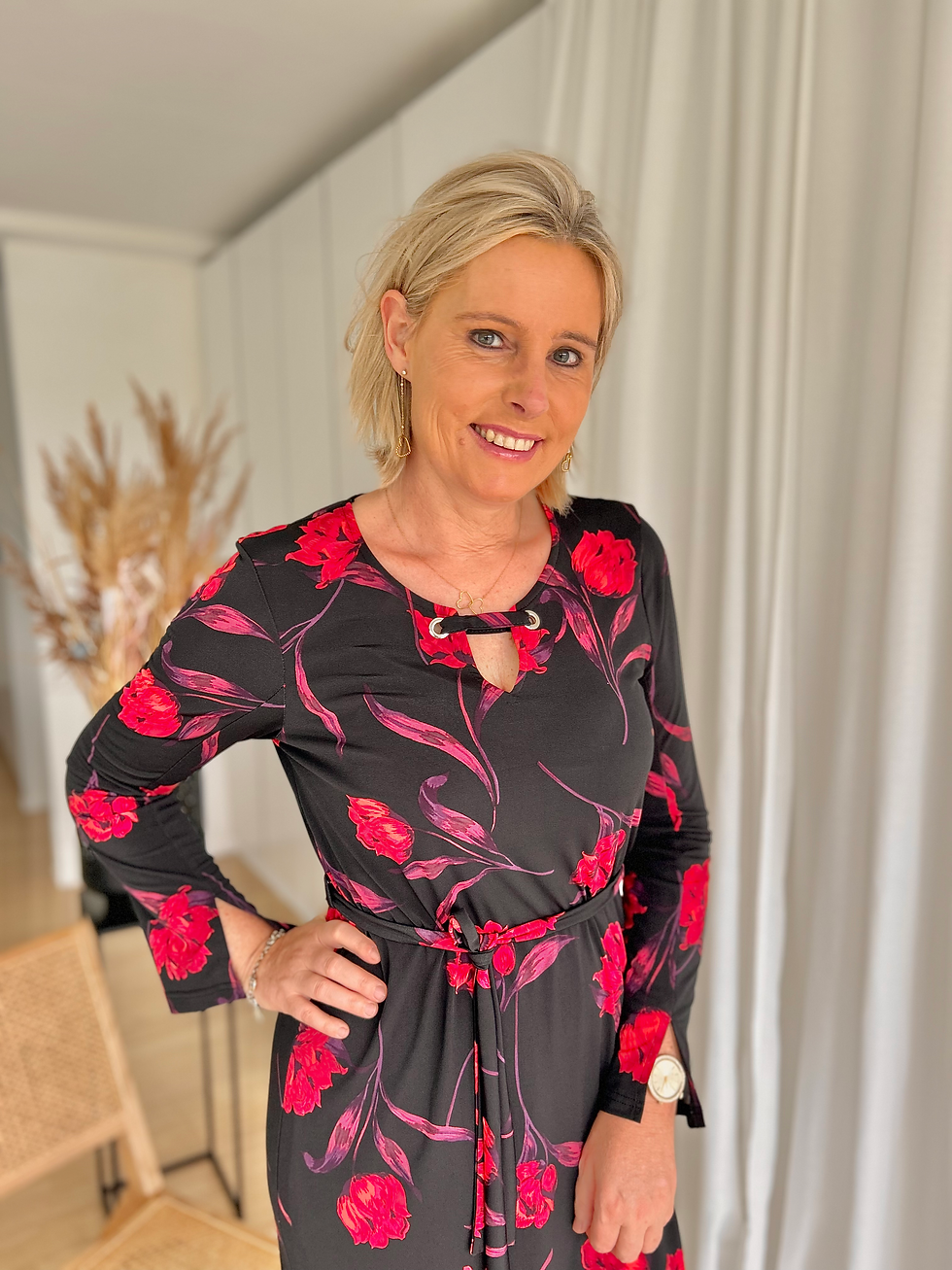 Thumbnail: 61802 Lange felrode cardigan zonder wol Batida