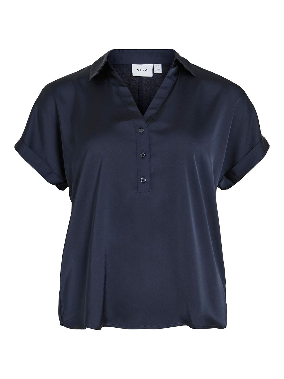 Thumbnail: 70683 Satijnen-look navy shirt Vila
