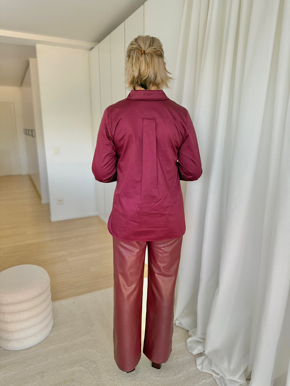 Thumbnail: 68036 Bordeaux leder-look broek met zakken Senso