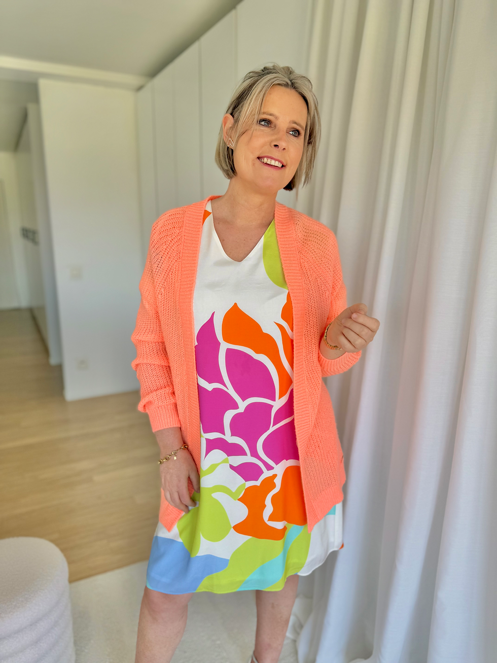 Thumbnail: 57121 Feloranje halflange cardigan Vila Joy