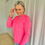 Thumbnail: 65899 Felroze zachte trui met lichtblauwe lining La Lotti