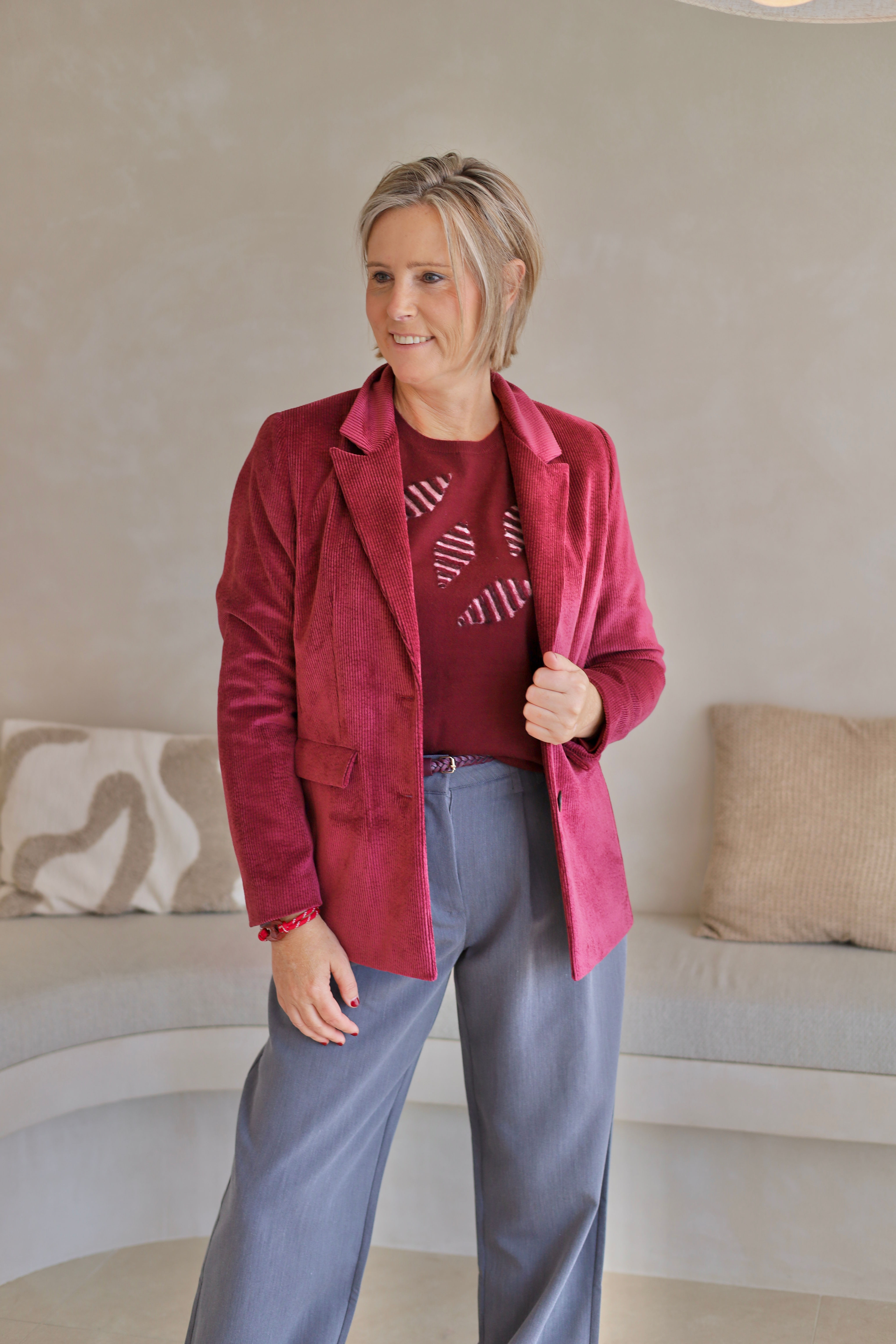 72585 Bordeaux blazer in ribfluweel Green Ice
