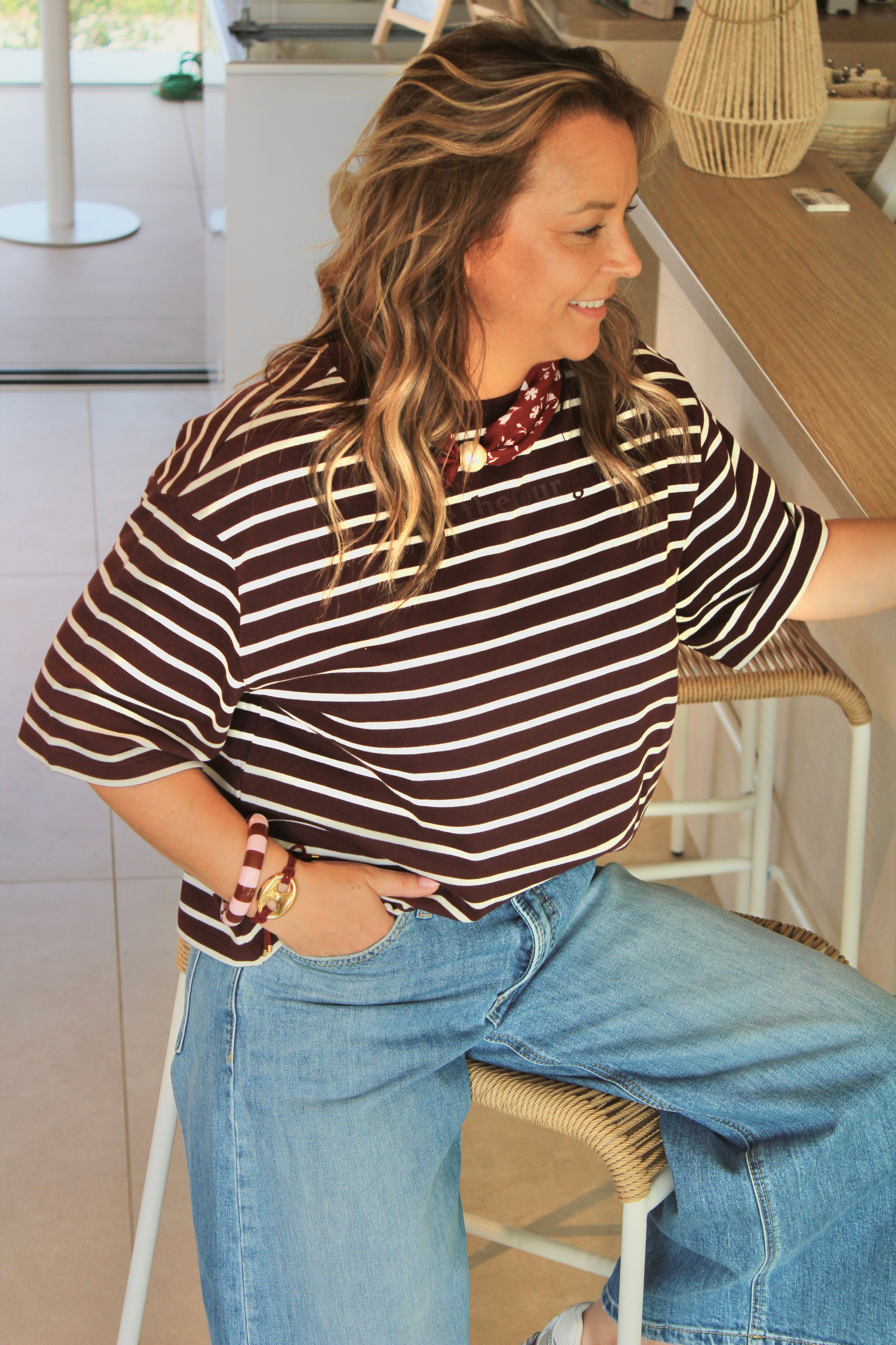 71780 Sweater gestreept bordeaux Monari
