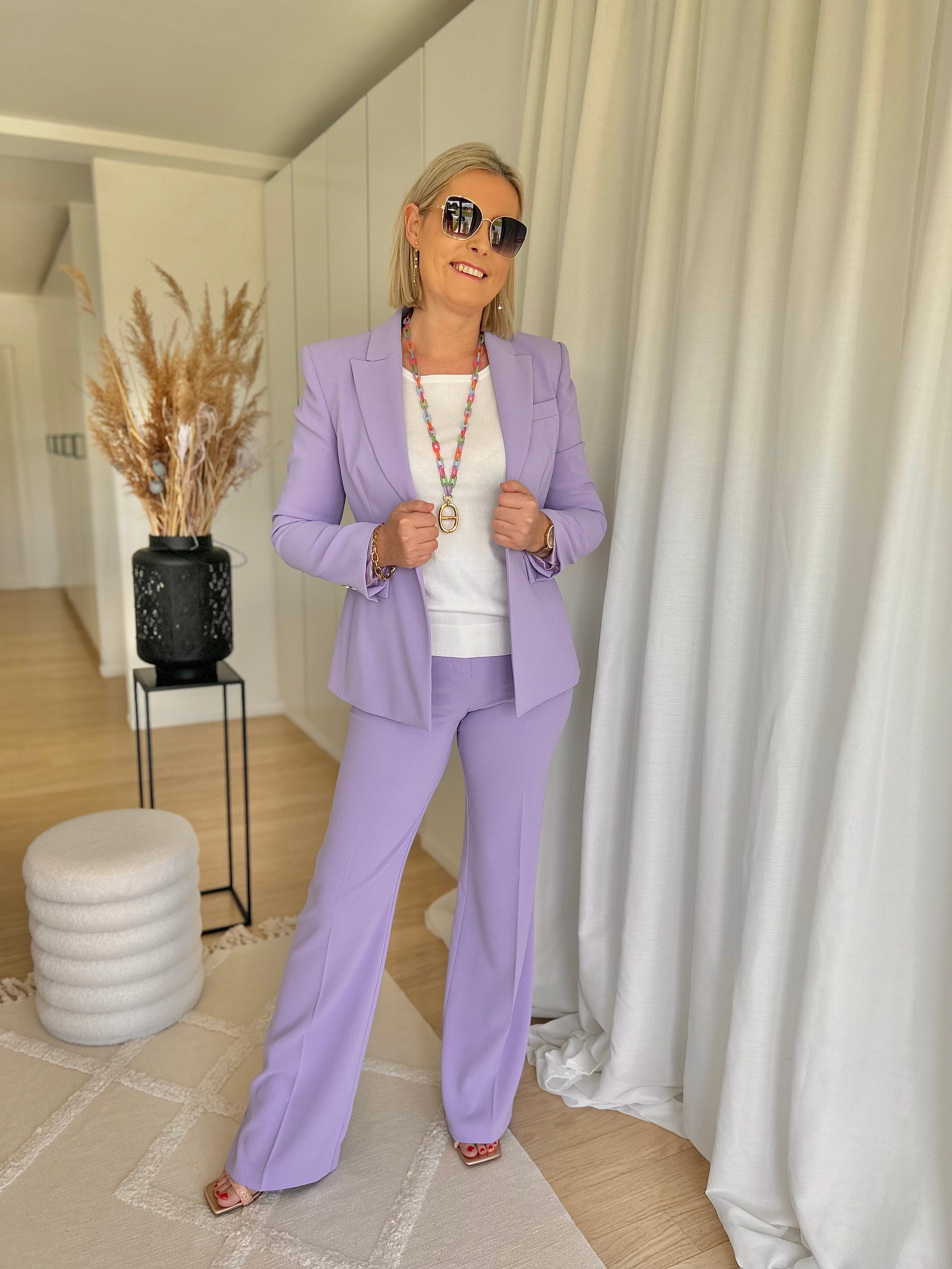 59625 Lichtpaarse geklede broek met schuifsluiting Pinko