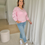Thumbnail: 66286 Broek in lichte washing semi-los model 'Bowie' met omslag Para Mi