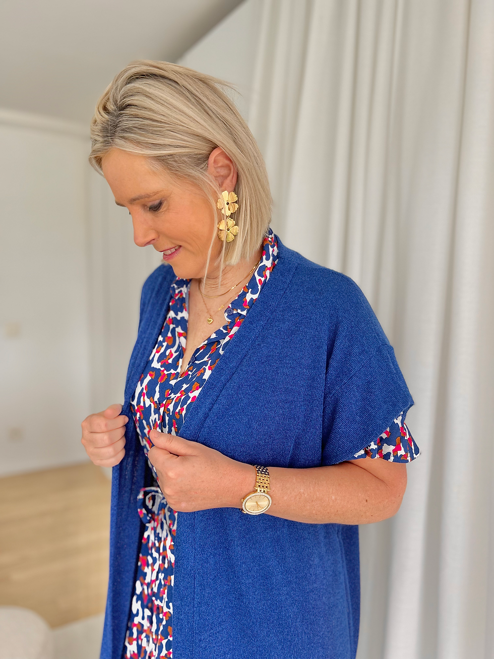 Thumbnail: 61799 Cobaltblauwe zachte cardigan Batida