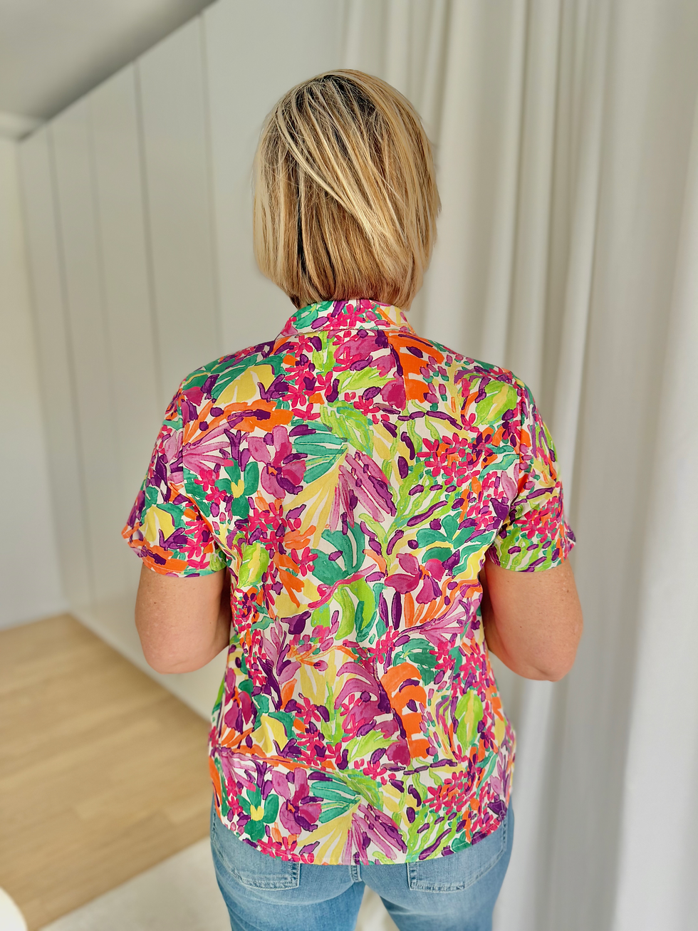 Thumbnail: 66191 Katoenen multicolor blouse in vrolijke kleuren Signe & Nature