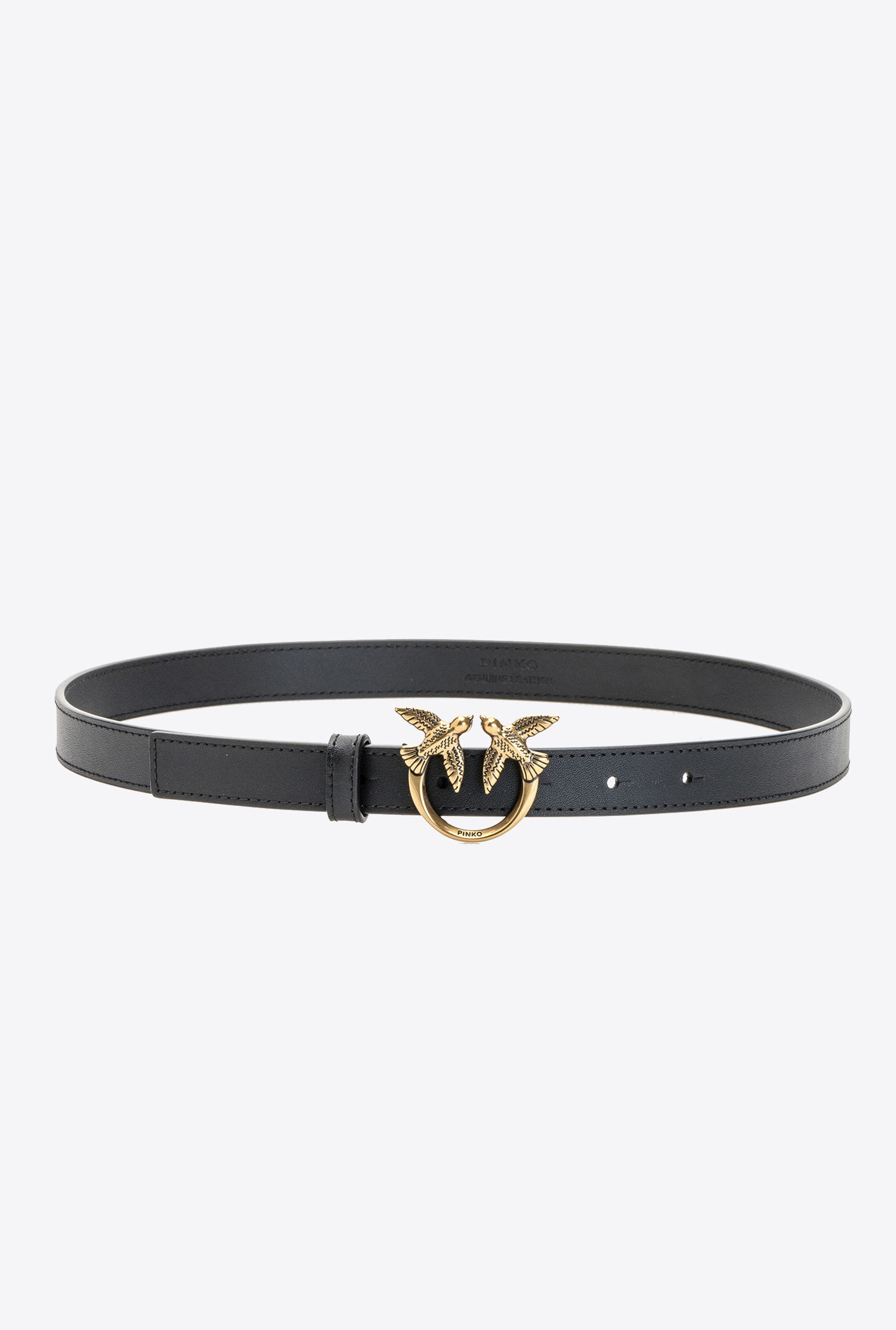 57888 Zwarte riem met logo dun formaat (2cm) echt leder PINKO