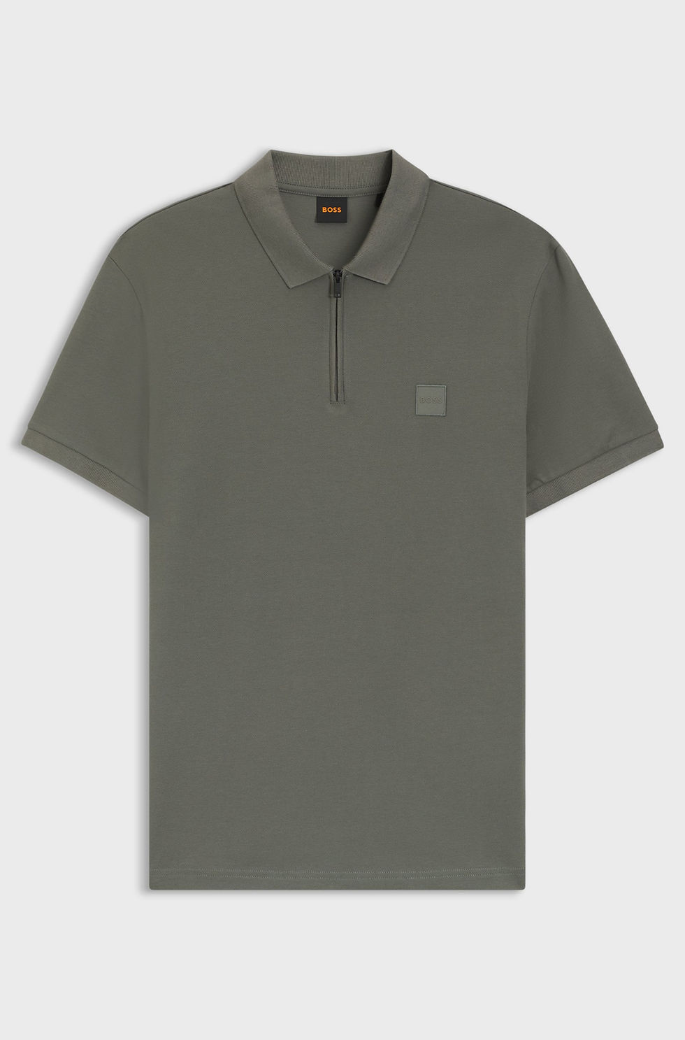 Thumbnail: 70737 Groen polo met rits en logopatch Hugo Boss