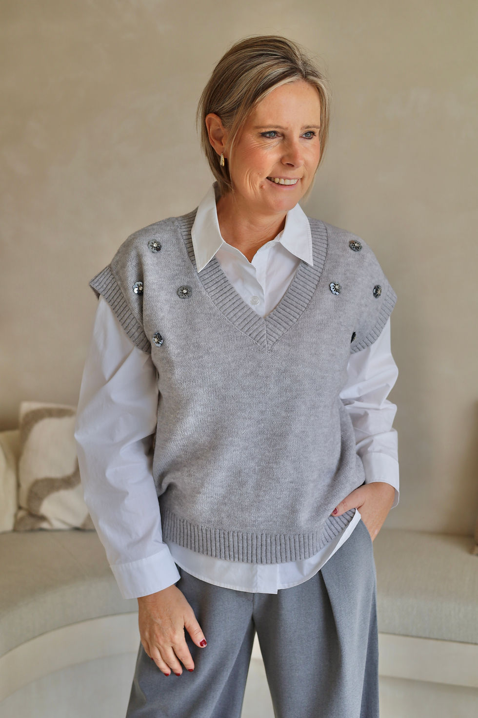 Thumbnail: 71708 Witte katoenen hemdsblouse met zakje Esqualo