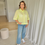 Thumbnail: 65658 Broderie hemdsblouse fluo geel doorstikt Vila Joy