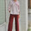 Thumbnail: 67852 Geklede bordeaux broek op rekker Her.