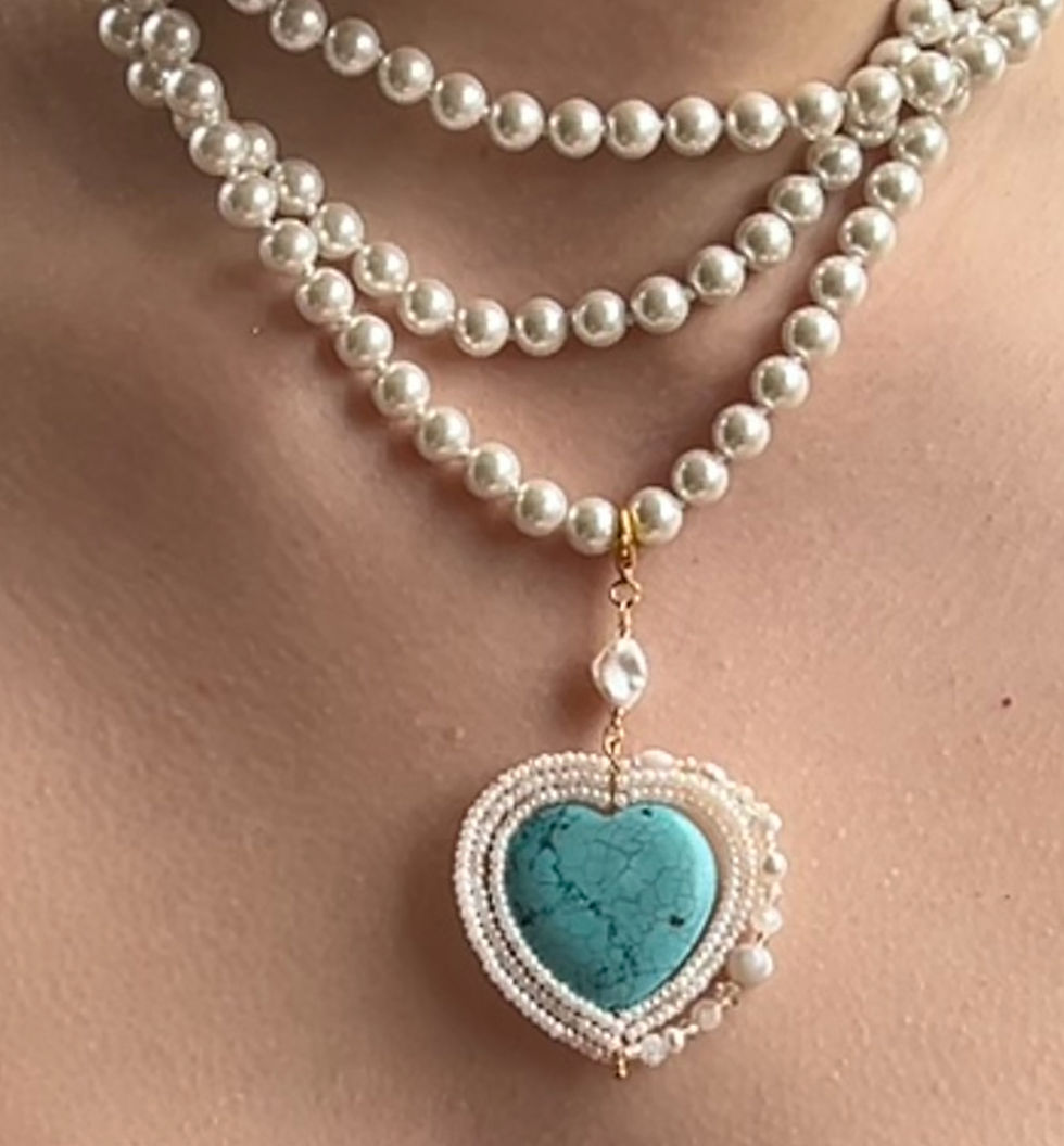 Thumbnail: Turquoise and Pearl Pendant 