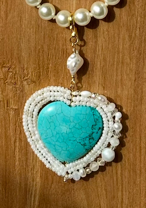 Thumbnail: Turquoise and Pearl Pendant 