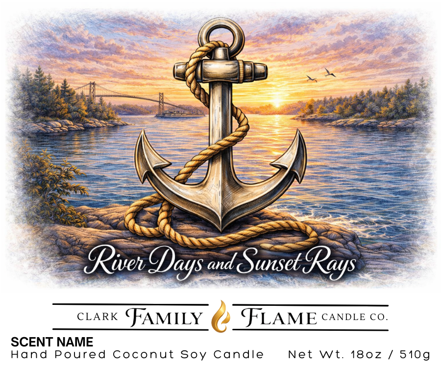 River Days & Sunset Rays Anchor – Wood Wick Candle Coastal Decor Candle | 18oz