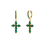 Thumbnail: Diamond Cross Earring-Gold/Green