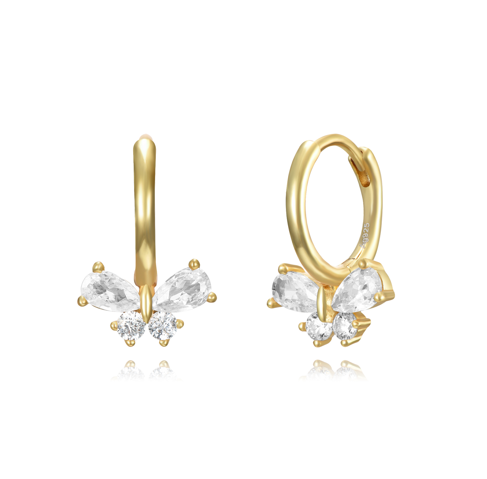 Little Diamond Butterfly Hoop Earring-Goud/Zilver