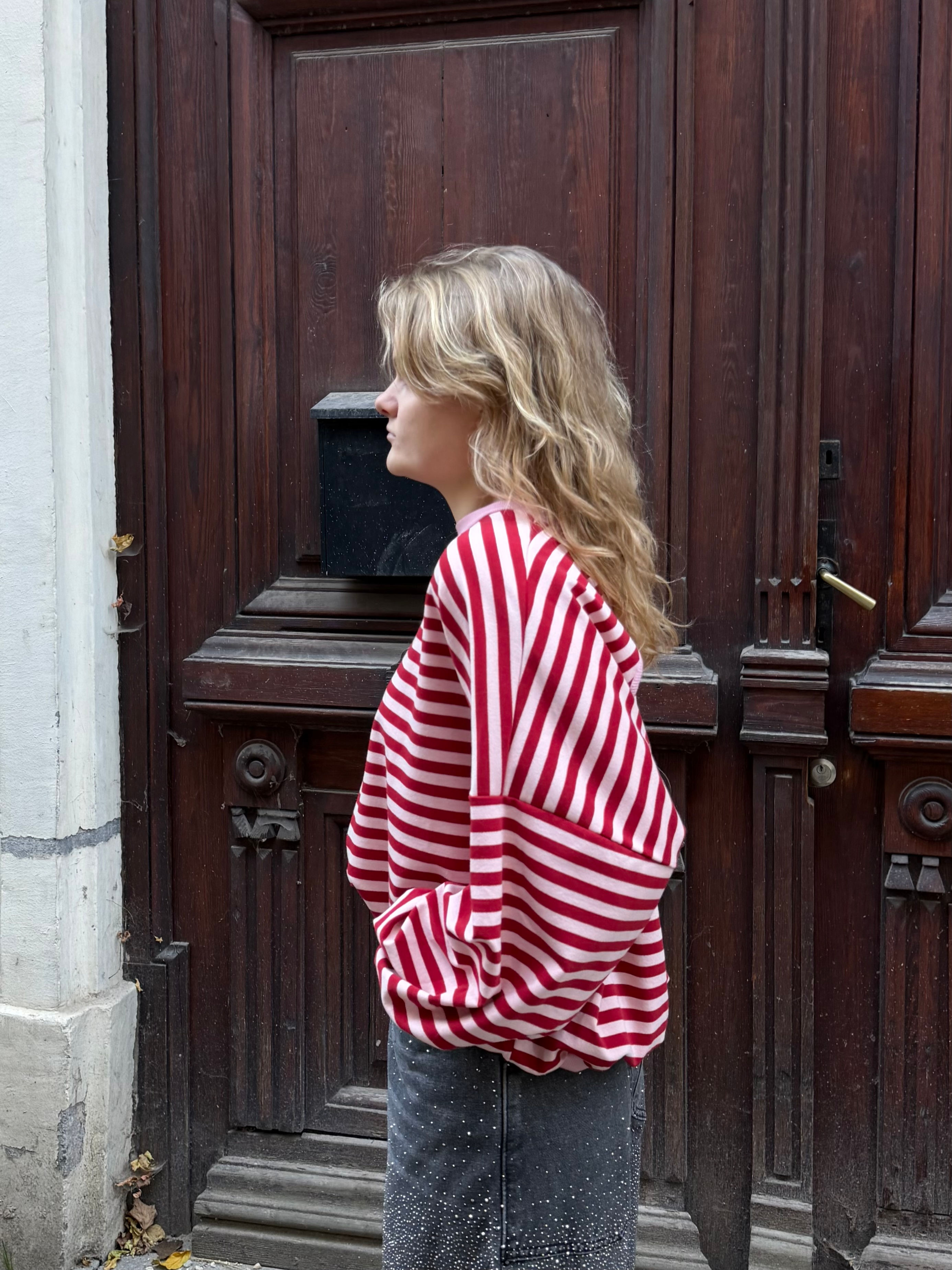Sanne Open Back Sweater Pink&Red