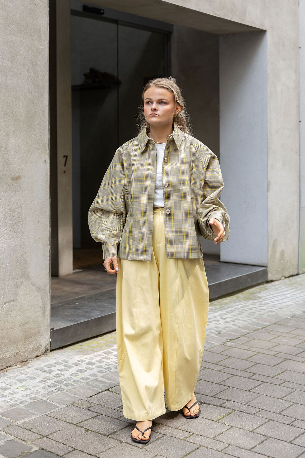 Thumbnail: Ellie Chequered Coat Yellow